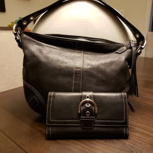 Coach Black Soho Leather Handbag and Wallet